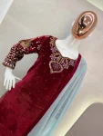 1MODERN VELVET CODING SEQUENCE EMBROIDERY WORK TOP PALAZZO WITH DUPATTA WEDDING WEAR WHOLESALE PRICE ETHNIC GARMENT (7)