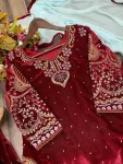 1MODERN VELVET CODING SEQUENCE EMBROIDERY WORK TOP PALAZZO WITH DUPATTA WEDDING WEAR WHOLESALE PRICE ETHNIC GARMENT (7)