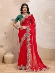 1MOST PICKED SPACE SILK EMBROIDERY CUTWORK WORK AARC BORDER WORK SAREE WITH UNSTITCHED BLOUSE WEDDING WEAR WHOLESALE PRICE ETHNIC GARMENT (15)