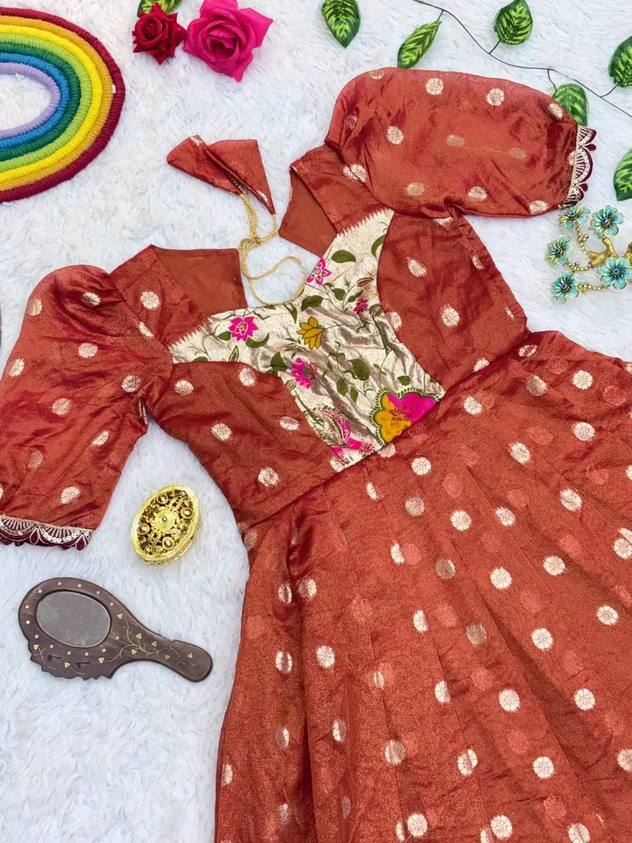 1NEW ARRIVAL COSMOS JACQUARD PRINT WITH CODING SEQUENCE EMBROIDERY LACE WORK GOWN FESTIVE WEAR WHOLESALE PRICE ETHNIC GARMENT (8)