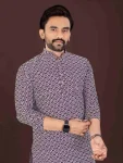 1NEW ARRIVAL COTTON BLEND HANDCRAFTED LUCKHNAWI CHIKANKARI WORK MEN’S KURTA PAYJAMA FESTIVE WEAR WHOLESALE PRICE ETHNIC GARMENT (3)