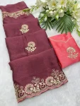 1NEW ARRIVAL CRUSH SILK MULTI CODING DAGA & GOTA EMBROIDERY WORK BORDER SAREE WITH UNSTITCHED BLOUSE WEDDING WEAR WHOLESALE PRICE ETHNIC GARMENT (18)