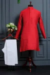 NEW ARRIVAL JACQUARD PRINTED WORK MEN'S KURTA PAYJAMA RED
