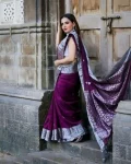 NEW ARRIVAL LICHI SILK RICH PALLU & JACQUARD WORK SAREE WITH UNSTITCHED BLOUSE WINE