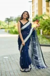 1NEW ARRIVAL LINEN RICH PALLU & JACQUARD WORK SAREE WITH UNSTITCHED BLOUSE DAILY WEAR WHOLESALE PRICE ETHNIC GARMENT (5)