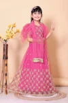 NEW ARRIVAL NET LACE BORDER WITH SEQUENCE EMBROIDERY WORK KID'S LEHENGA CHOLI WITH DUPATTA PINK