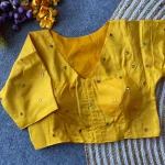 NEW ARRIVAL RAYON COTTON THREAD AND MIRROR WORK STITCHED BLOUSE YELLOW