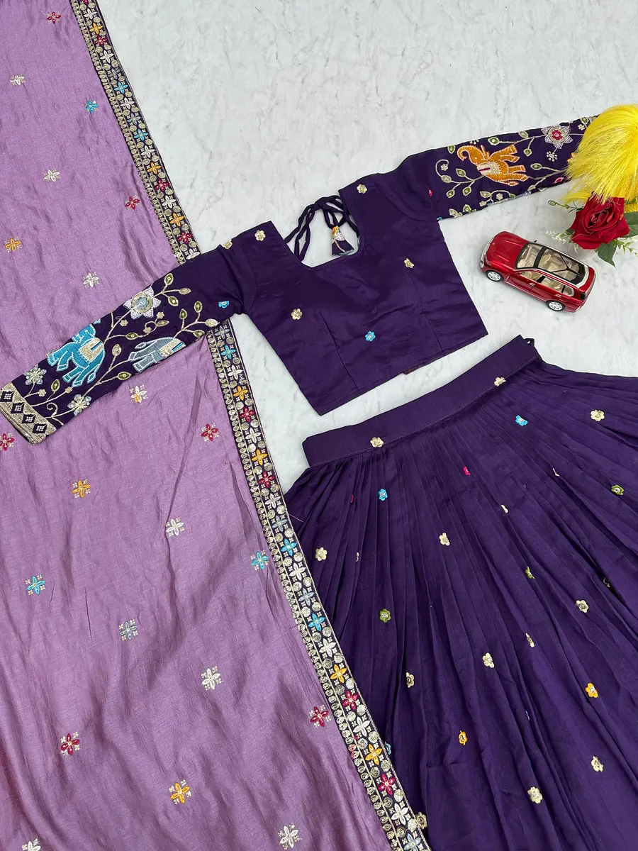 1NEW ARRIVAL VICHITRA SILK THREAD & SEQUENCE WORK LEHENGA CHOLI WITH DUPATTA WEDDING WEAR WHOLESALE PRICE ETHNIC GARMENT (18)