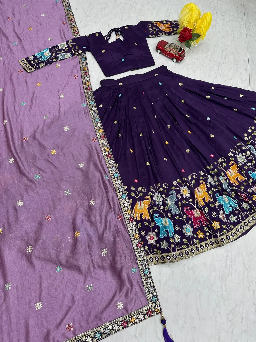 1NEW ARRIVAL VICHITRA SILK THREAD & SEQUENCE WORK LEHENGA CHOLI WITH DUPATTA WEDDING WEAR WHOLESALE PRICE ETHNIC GARMENT (19)