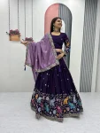 NEW ARRIVAL VICHITRA SILK THREAD & SEQUENCE WORK LEHENGA CHOLI WITH DUPATTA PURPLE