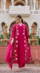 1NEW ARRIVAL VISCOSE CHANDERI EMBROIDERY WORK TOP BOTTOM WITH DUPATTA FESTIVE WEAR WHOLESALE PRICE ETHNIC GARMENT (3)