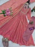 1RICH LOOK EMBROIDERY CODING & SEQUENCE WORK GOWN BOTTOM WITH DUPATTA WEDDING WEAR WHOLESALE PRICE ETHNIC GARMENT (1)