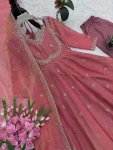1RICH LOOK EMBROIDERY CODING & SEQUENCE WORK GOWN BOTTOM WITH DUPATTA WEDDING WEAR WHOLESALE PRICE ETHNIC GARMENT (1)