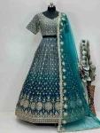 1RICH LOOK GEORGETTE DIGITAL PRINT WITH HEAVY EMBROIDERY SEQUNCE WORK LEHENGA CHOLI WITH DUPATTA WEDDING WEAR WHOLESALE PRICE ETHNIC GARMENT (16)