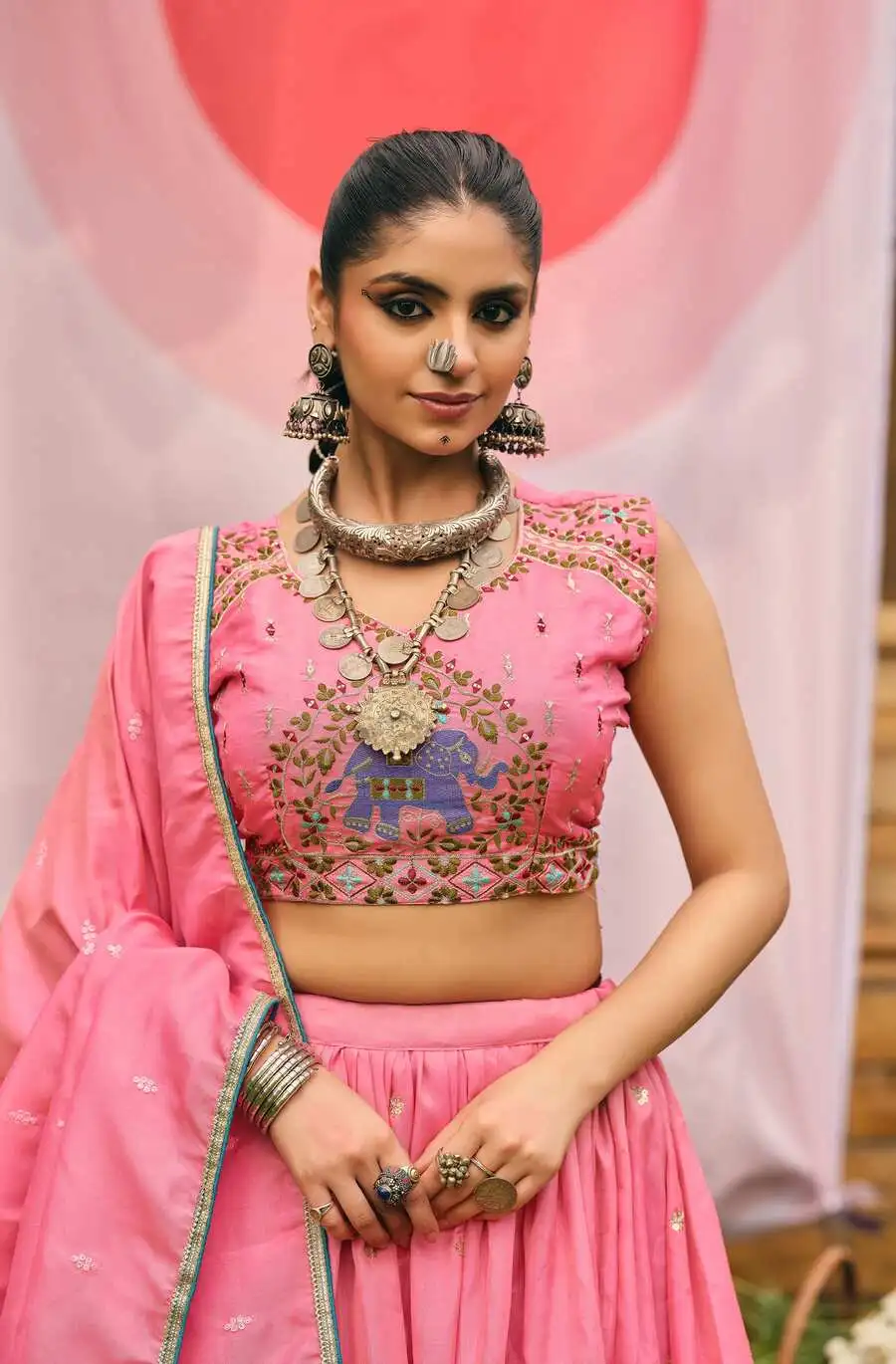 1RICH LOOK SHIMMER EMBROIDERY WORK LEHENGA CHOLI WITH DUPATTA WEDDING WEAR WHOLESALE PRICE ETHNIC GARMENT (5)