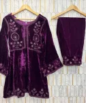 20FANCY VISCOSE VELVET CODING THREAD EMBROIDERY WITH REAL MIRROR WORK CO-ORD SET FESTIVE WEAR WHOLESALE PRICE ETHNIC GARMENT (1)-