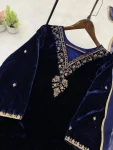 23NEW ARRIVAL VELVET SEQUENCE EMBROIDERY WORK TOP BOTTOM WITH DUPATTA FESTIVE WEAR WHOLESALE PRICE ETHNIC GARMENT (2)