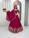 MODERN CHINON EMBROIDERY THREAD WORK LEHENGA CHOLI WITH DUPATTA RANI