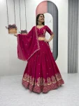25MODERN CHINON EMBROIDERY THREAD WORK LEHENGA CHOLI WITH DUPATTA WEDDING WEAR WHOLESALE PRICE ETHNIC GARMENT (30)
