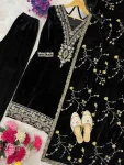 26DESIGNER VISCOSE VELVET EMBROIDERY SEQUENCE WORK TOP BOTTOM WITH DUPATTA FESTIVE WEAR WHOLESALE PRICE ETHNIC GARMENT (6)