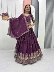 29MODERN CHINON EMBROIDERY THREAD WORK LEHENGA CHOLI WITH DUPATTA WEDDING WEAR WHOLESALE PRICE ETHNIC GARMENT (32)