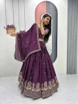 29MODERN CHINON EMBROIDERY THREAD WORK LEHENGA CHOLI WITH DUPATTA WEDDING WEAR WHOLESALE PRICE ETHNIC GARMENT (32)