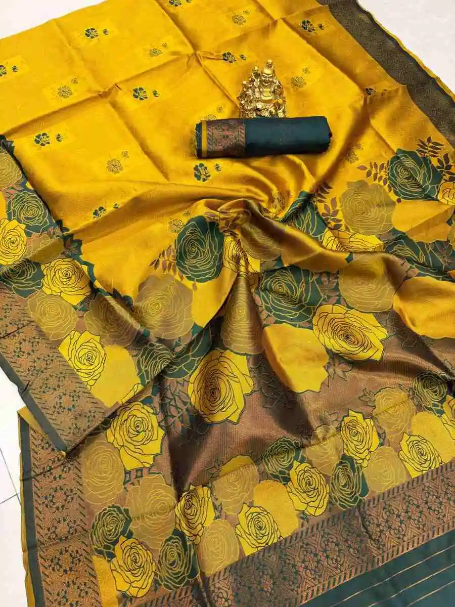 2DESIGNER BANARASI SILK FLOWERS AND MINA & ZARI WEAVING RICH PALLU WITH BORDER WORK SAREE WITH UNSTITCHED BLOUSE FESTIVE WEAR WHOLESALE PRICE ETHNIC GARMENT (15).jpg.webp