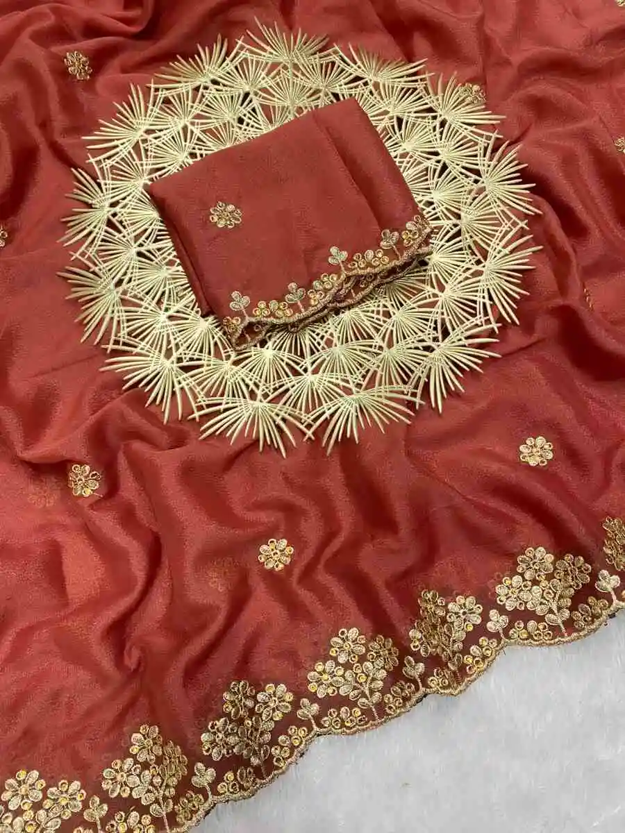 2DESIGNER GEORGETTE FLORAL DESIGN ZARI EMBROIDERY BORDER WITH STONE WORK AND ZARI BUTTI WORK SAREE WITH UNSTITCHED BLOUSE WEDDING WEAR WHOLESALE PRICE ETHNIC GARMENT (25).jpg.webp