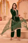 2DESIGNER VELVET EMBROIDERY SEQUENCE WORK TOP BOTTOM WITH DUPATTA FESTIVE WEAR WHOLESALE PRICE ETHNIC GARMENT (3)