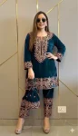 DESIGNER VELVET ZARI EMBROIDERY WORK TOP BOTTOM SET RAMA