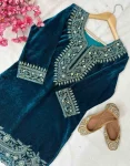 2DESIGNER VELVET ZARI EMBROIDERY WORK TOP BOTTOM SET FESTIVE WEAR WHOLESALE PRICE ETHNIC GARMENT (16)