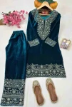 2DESIGNER VELVET ZARI EMBROIDERY WORK TOP BOTTOM SET FESTIVE WEAR WHOLESALE PRICE ETHNIC GARMENT (16)