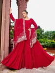 FANCY BLOOMING WITH 3 LAYER HUGE FLAIR GOWN WITH DUPATTA RED