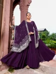 FANCY BLOOMING WITH 3 LAYER HUGE FLAIR GOWN WITH DUPATTA PURPLE