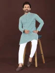 2FANCY COTTON BLEND HANDCRAFTED LUCKHNAWI CHIKANKARI WORK MEN’S KURTA PAYJAMA WEDDING WEAR WHOLESALE PRICE ETHNIC GARMENT (13)