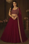 FANCY GEORGETTE EMBROIDERY FOIL WORK LEHENGA CHOLI WITH DUPATTA RANI