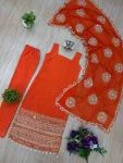 2FANCY GEORGETTE PEARL MOTI & REAL MIRROR HAND WORK WITH EMBROIDERY WORK TOP BOTTOM WITH DUPATTA PARTY WEAR WHOLESALE PRICE ETHNIC GARMENT (28)
