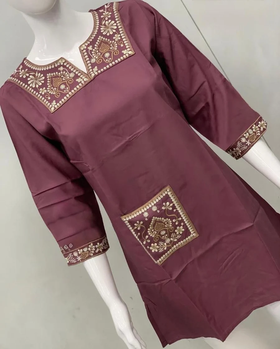 2FANCY RAYON EMBROIDERY WORK SHORT KURTI OFFICE WEAR WHOLESALE PRICE ETHNIC GARMENT (15)