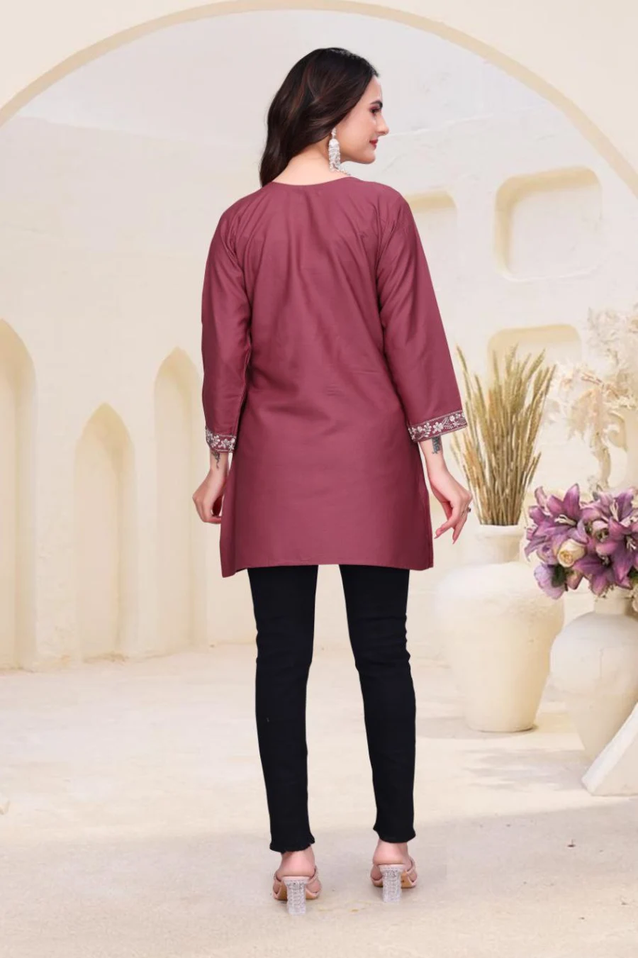 2FANCY RAYON EMBROIDERY WORK SHORT KURTI OFFICE WEAR WHOLESALE PRICE ETHNIC GARMENT (18)