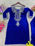 2FANCY VELVET EMBROIDERY SEQUENCE WORK TOP BOTTOM SET FESTIVE WEAR WHOLESALE PRICE ETHNIC GARMENT (9)