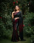 MODERN GEORGETTE MULTICOLORED SEQUENCE EMBROIDERY WORK SAREE WITH UNSTITCHED BLOUSE RED