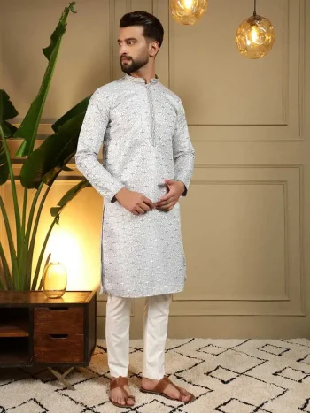 MODERN JACQUARD KURTA PAYJAMA  GREY