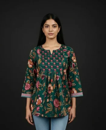 NEW ARRIVAL COTTON DIGITAL PRINT WORK ONLY TOP GREEN