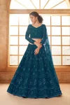 NEW ARRIVAL HEAVY NET CHAIN WORK LEHENGA CHOLI WITH DUPATTA TEAL