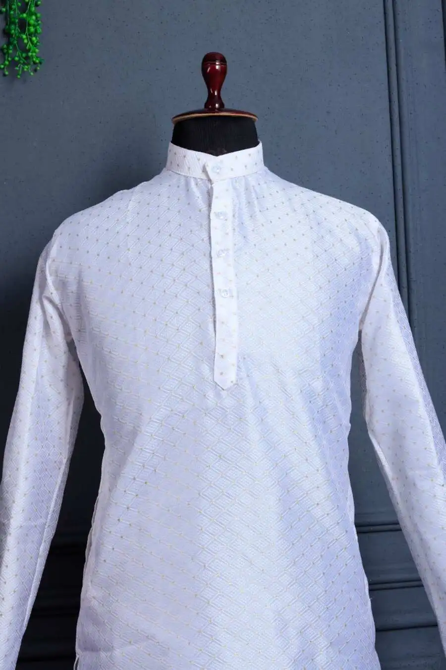 2NEW ARRIVAL JACQUARD PRINTED WORK MEN'S KURTA PAYJAMA FESTIVE WEAR WHOLESALE PRICE EHNIC GARMENT (11)