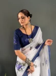 2NEW ARRIVAL LINEN SILK DIGITAL PRINT WORK READY TO WEAR SAREE DAILY WEAR WHOLESALE PRICE ETHNIC GARMENT (9)
