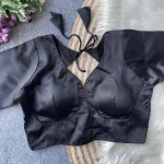 NEW ARRIVAL MALAI SATIN PLAIN READY TO WEAR BLOUSE BLACK