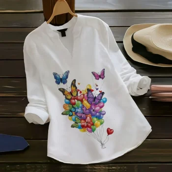 NEW ARRIVAL RAYON COLLER+ DIGITAL PRINT TOP WHITE