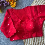 NEW ARRIVAL RAYON COTTON THREAD AND MIRROR WORK STITCHED BLOUSE RED