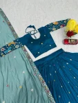 2NEW ARRIVAL VICHITRA SILK THREAD & SEQUENCE WORK LEHENGA CHOLI WITH DUPATTA WEDDING WEAR WHOLESALE PRICE ETHNIC GARMENT (19)